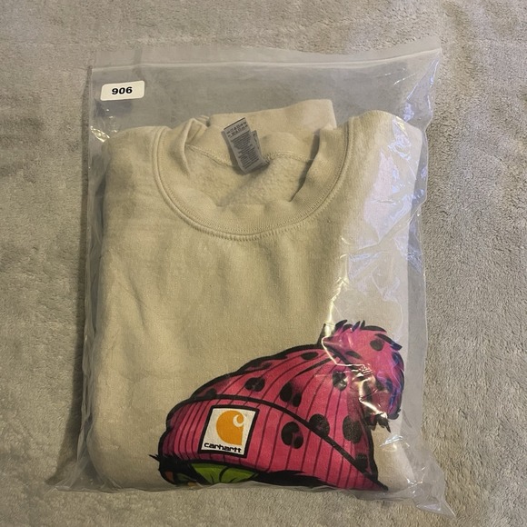 Carhartt Sweatshirt Adult Small Beige Crew Neck‎ Pullover Sweater Workout Gym - Picture 8 of 8